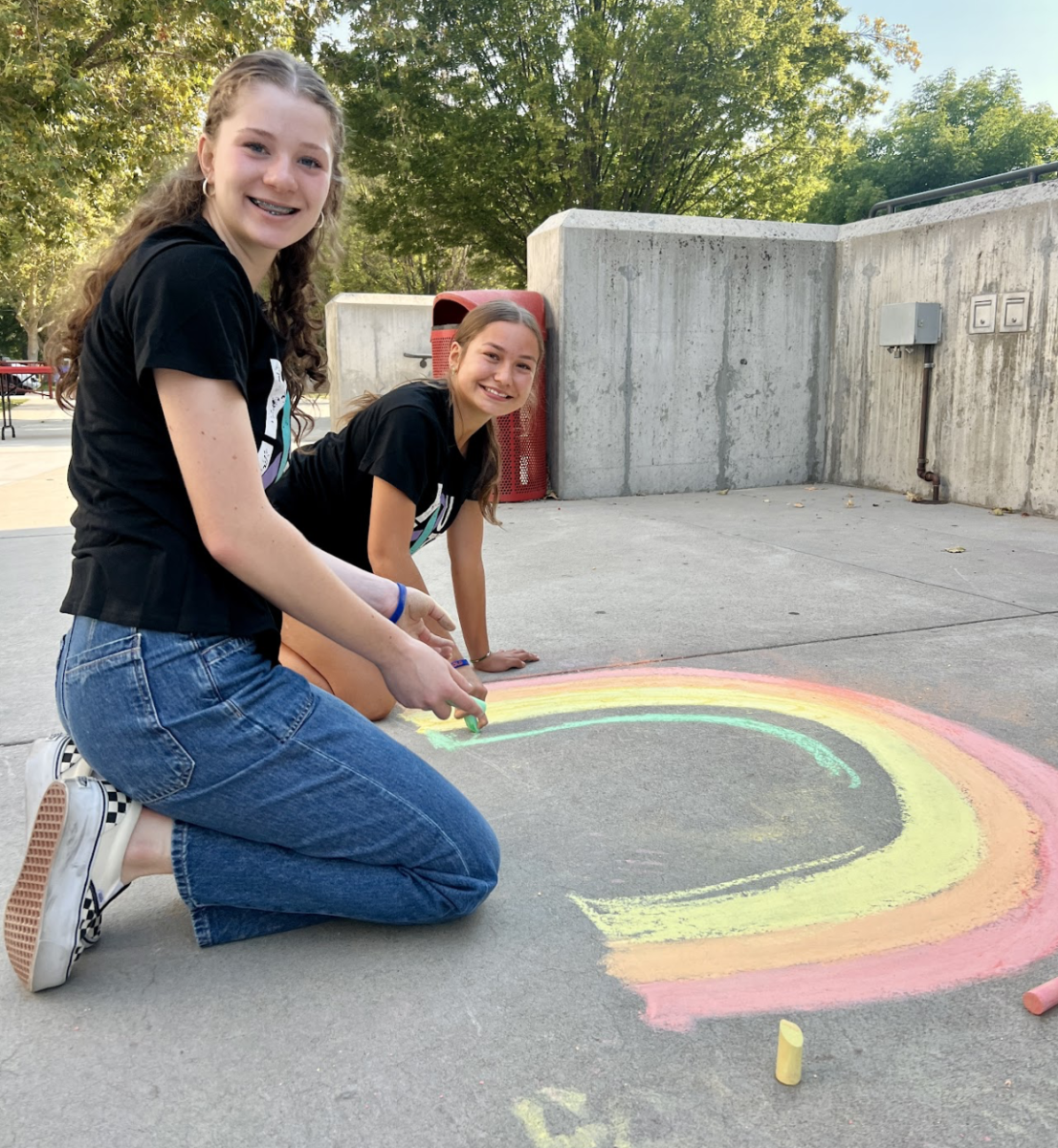 Boise High’s Hope Squad decorating the quad during Chalk the Walk.